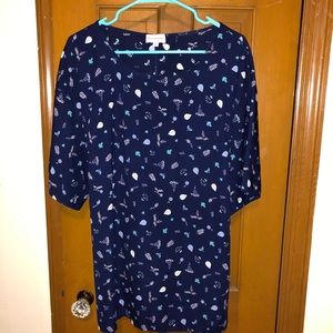 *PLUS* navy patterned blouse